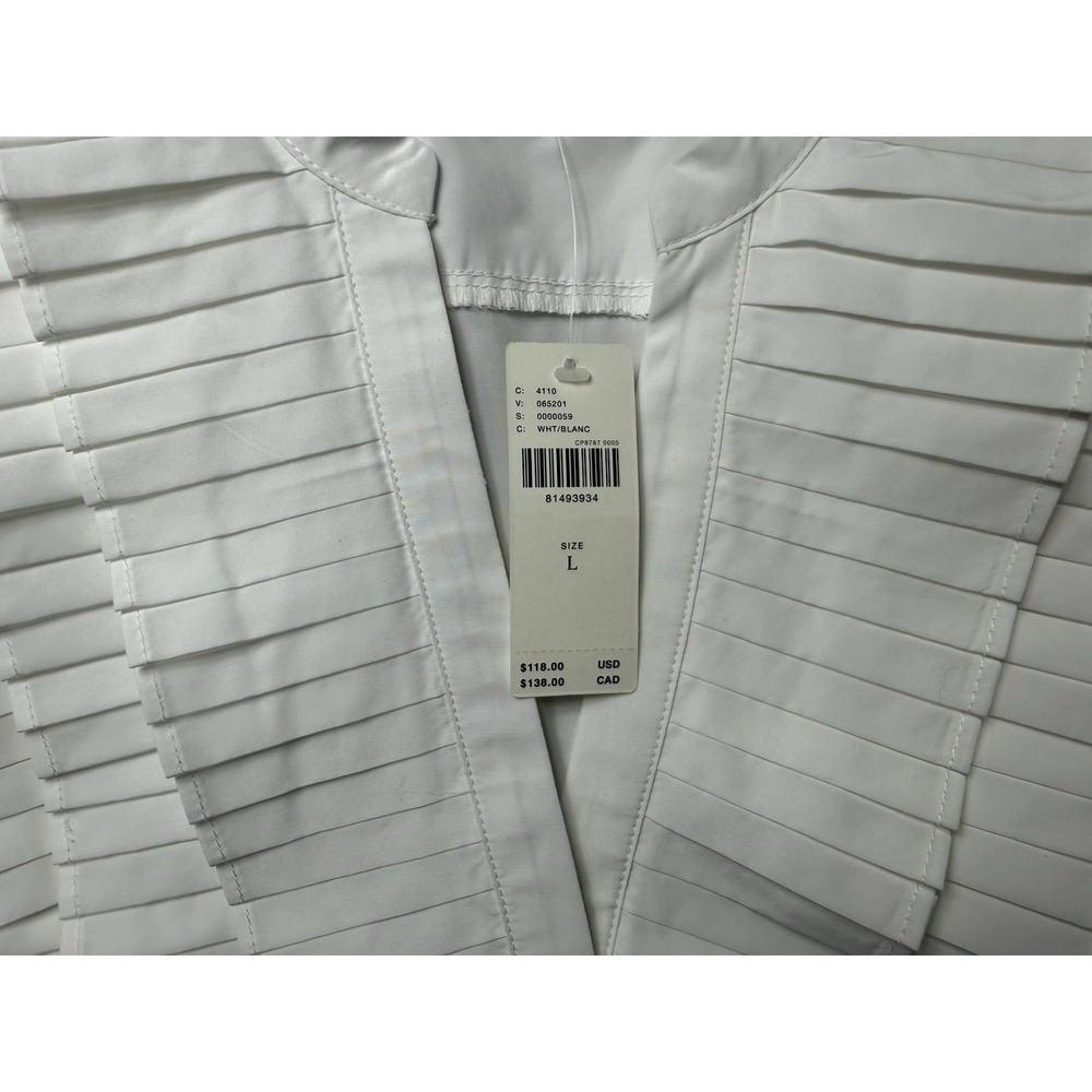 Maeve Anthropologie White Sleeveless Ruffled Blouse Large New - Picture 9 of 14